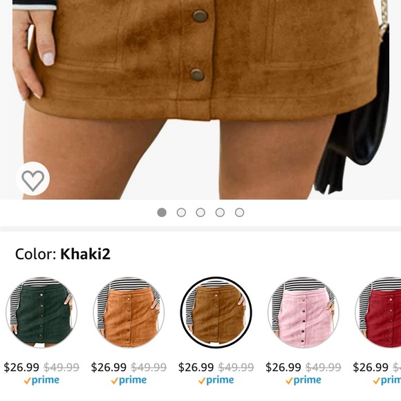 Button Front Faux Suede High Waist A-line Mini Skirt with Pocket - Picture 6 of 8